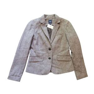 NWT GAP Vintage Blazer Jacket Women's 6 Brown Herringbone Wool Tweed Academia